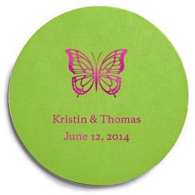 Deluxe Personalized Wedding Coasters - Butterfly