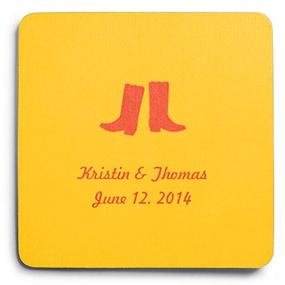 Deluxe Personalized Wedding Coasters - Boots