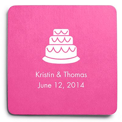 Deluxe Personalized Wedding Coasters - Cake
