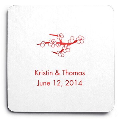 Deluxe Personalized Wedding Coasters - Cherry Blossom