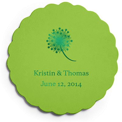 Deluxe Personalized Wedding Coasters - Dandelion
