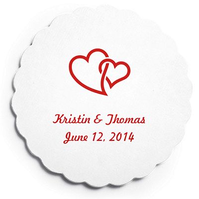 Deluxe Personalized Wedding Coasters - Double Hearts (Interlocking)