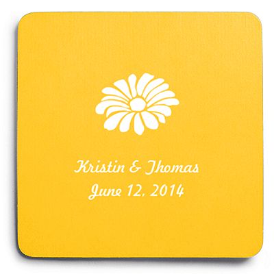 Deluxe Personalized Wedding Coasters - Daisy
