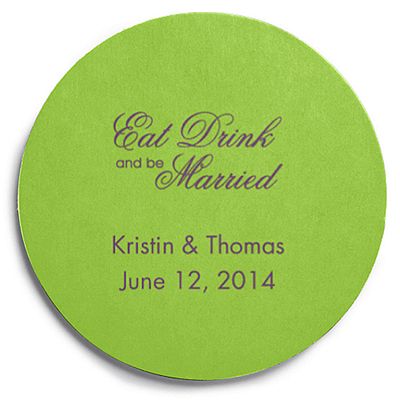 Deluxe Personalized Wedding Coasters - Eat, Drink (Script)