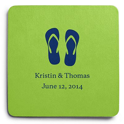 Deluxe Personalized Wedding Coasters - Flip-flops