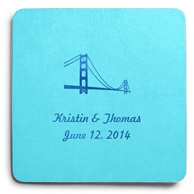 Deluxe Personalized Wedding Coasters - Golden Gate