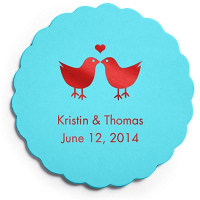 Deluxe Personalized Wedding Coasters - Lovebirds