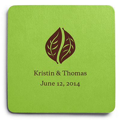 Deluxe Personalized Wedding Coasters - Leaves