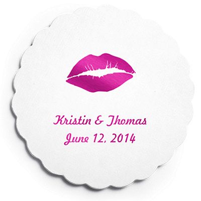 Deluxe Personalized Wedding Coasters - Lips