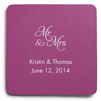 Deluxe Personalized Wedding Coasters - Mr and Mrs