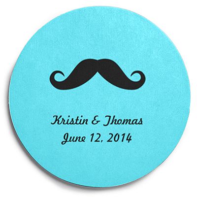 Deluxe Personalized Wedding Coasters - Mustache