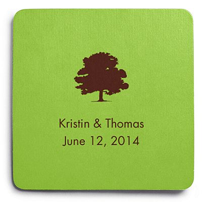 Deluxe Personalized Wedding Coasters - Oak Tree