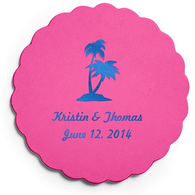 Deluxe Personalized Wedding Coasters - Palm Trees