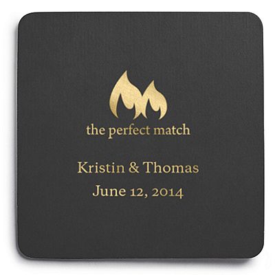 Deluxe Personalized Wedding Coasters - The Perfect Match - Flame