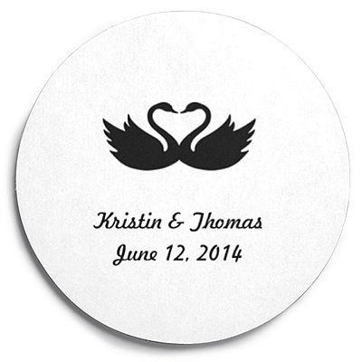 Deluxe Personalized Wedding Coasters - Swans