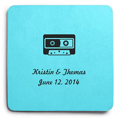 Deluxe Personalized Wedding Coasters - Cassette
