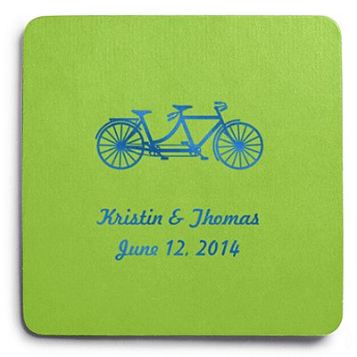 Deluxe Personalized Wedding Coasters - Tandem Bike