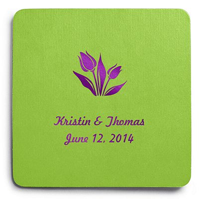 Deluxe Personalized Wedding Coasters - Tulip