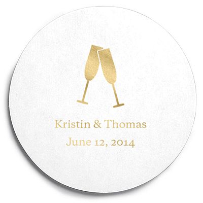 Deluxe Personalized Wedding Coasters - Toasting Flutes