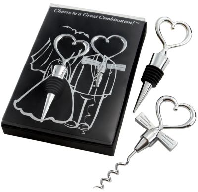 Two Hearts Wine Favor Set
