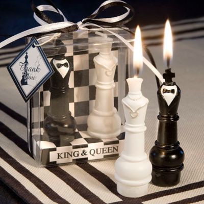 king & queen chess piece candle favor