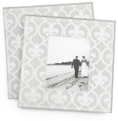 Fleur de lis Glass Photo Coasters