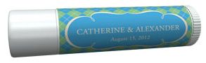 Personalized Lip Balm Tube Favors - Argyle (Blue)