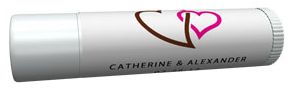 Personalized Lip Balm Tube Favors - Double Heart (Brown)