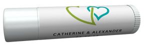 Personalized Lip Balm Tube Favors - Double Heart (Green)