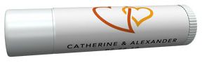 Personalized Lip Balm Tube Favors - Double Heart (Orange)