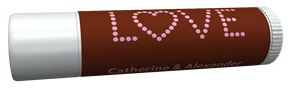 Personalized Lip Balm Tube Favors - Love (Pink/Brown)