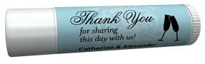 Personalized Lip Balm Tube Favors - Toasting Flutes (Blue)
