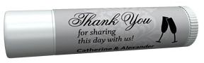 Personalized Lip Balm Tube Favors - Toasting Flutes (Silver)