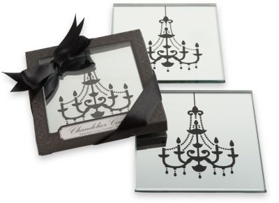 Chandelier Mirrored Glass Coaster Favors