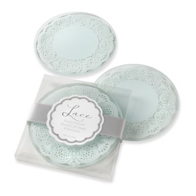 Lace Frosted Glass Coaster Favor