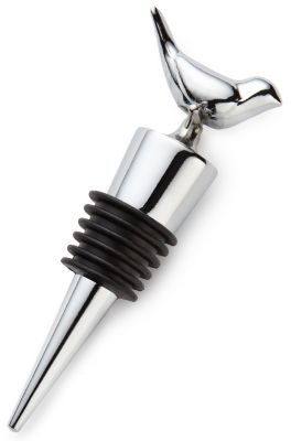 Lovebirds Chrome Bottle Stopper Favor