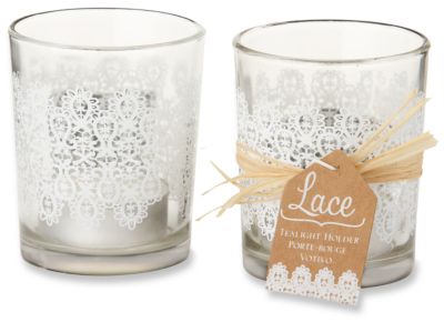 Lace Frosted Glass Tealight Holder