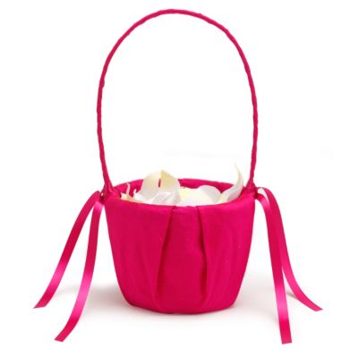 The Knot Colored Silk Flower Girl Basket - Fuchsia