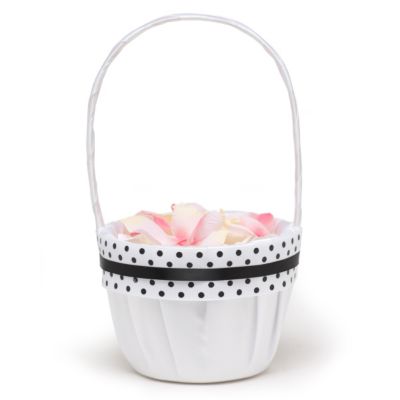 The Knot Polka-dot Collection Flower Girl Basket – Black and White