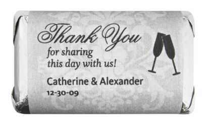 Personalized HERSHEY'S MINIATURES® Chocolates - Toasting Flutes (Silver)