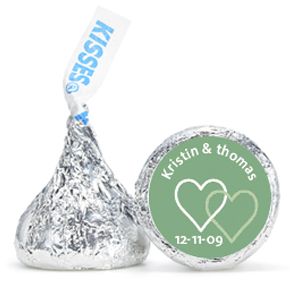 Personalized HERSHEY'S® Kisses - Two Hearts (Green)
