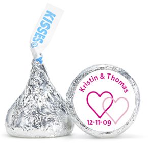 Personalized HERSHEY'S® Kisses - Two Hearts (Pink)
