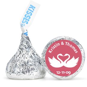 Personalized HERSHEY'S® Kisses - Swans (Coral)