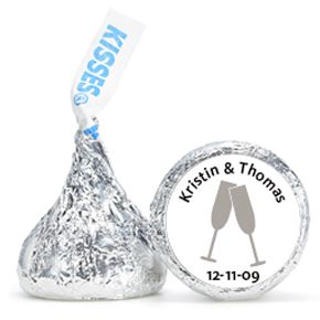 Personalized HERSHEY'S® Kisses - Toasting Flutes (Silver)