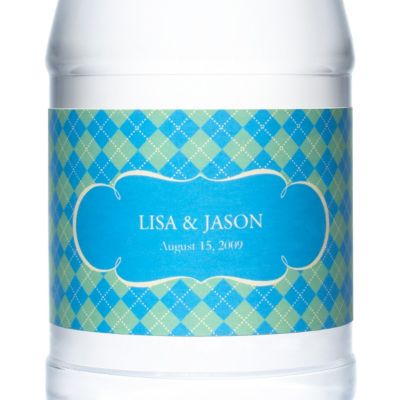 Personalized Water Bottles - Argyle (Blue)