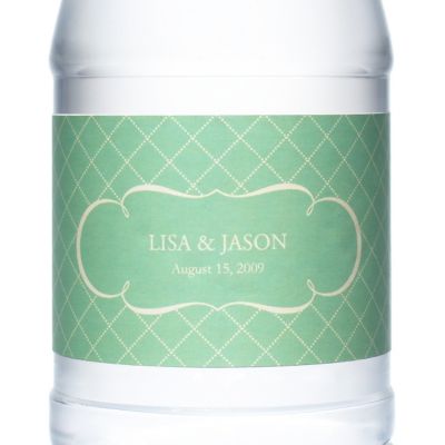 Personalized Water Bottles - Argyle (Mint)