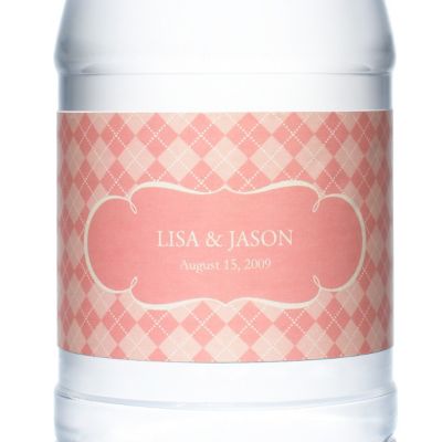 Personalized Water Bottles - Argyle (Pink)