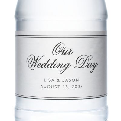 Personalized Water Bottles - Our Wedding Day (Black)