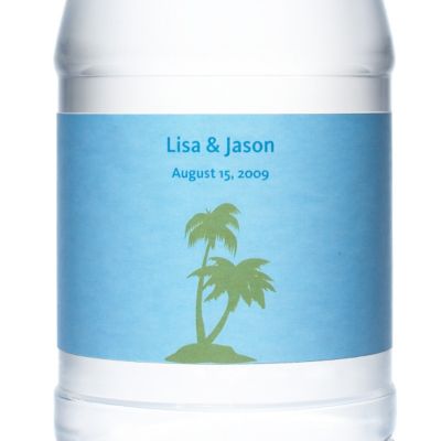 Personalized Water Bottles - Palm Trees (Blue)