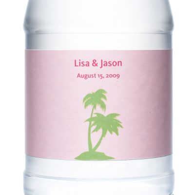 Personalized Water Bottles - Palm Trees (Pink)